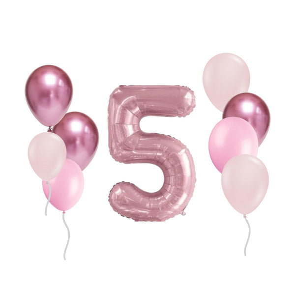 1 Large Number Birthday Balloon and 8 Latex in 3 Shades